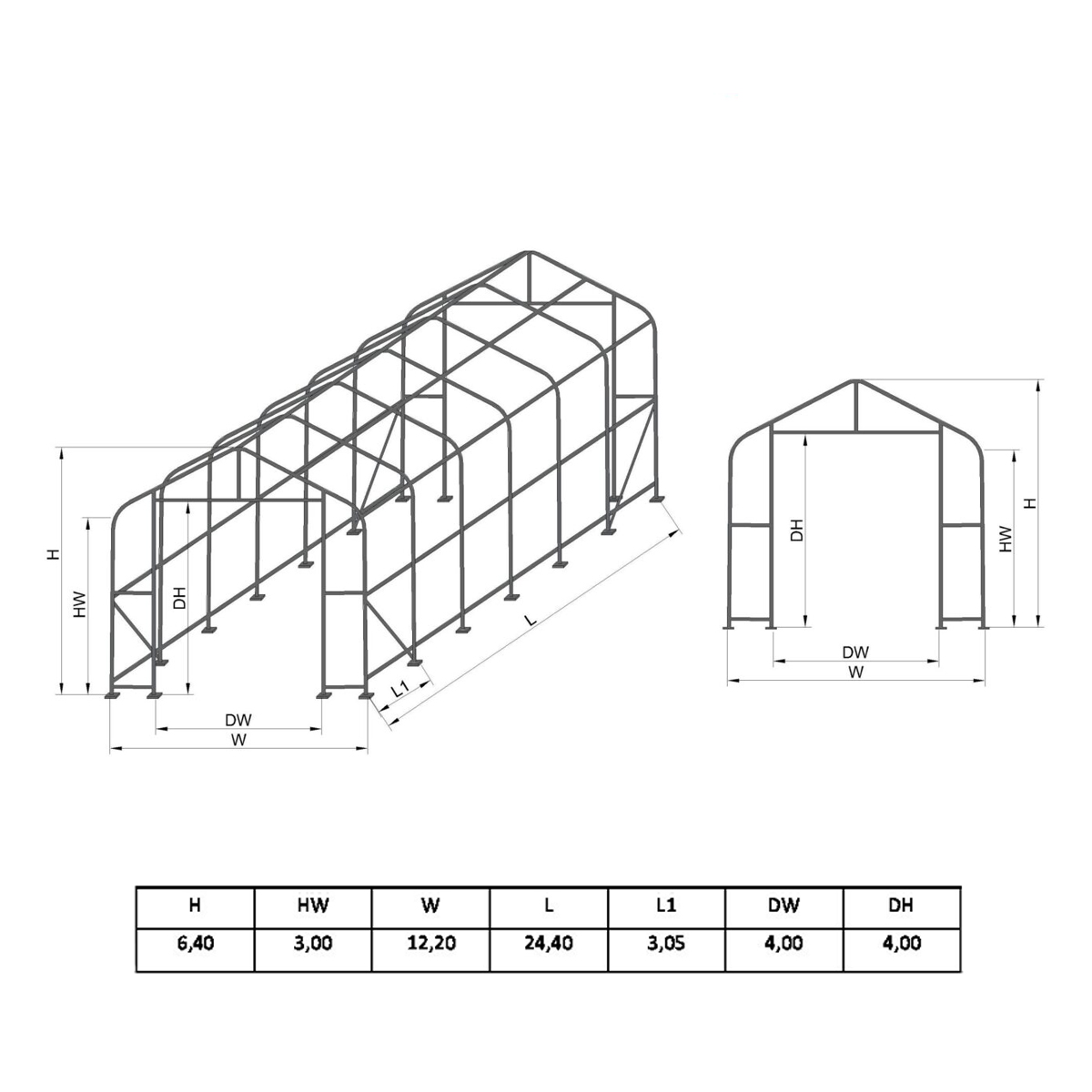 Hala industriala din PVC, latime 12.2m, lungime 24.4m, inaltime 6.4m cu structura de rezistenta metalica – imagine 2