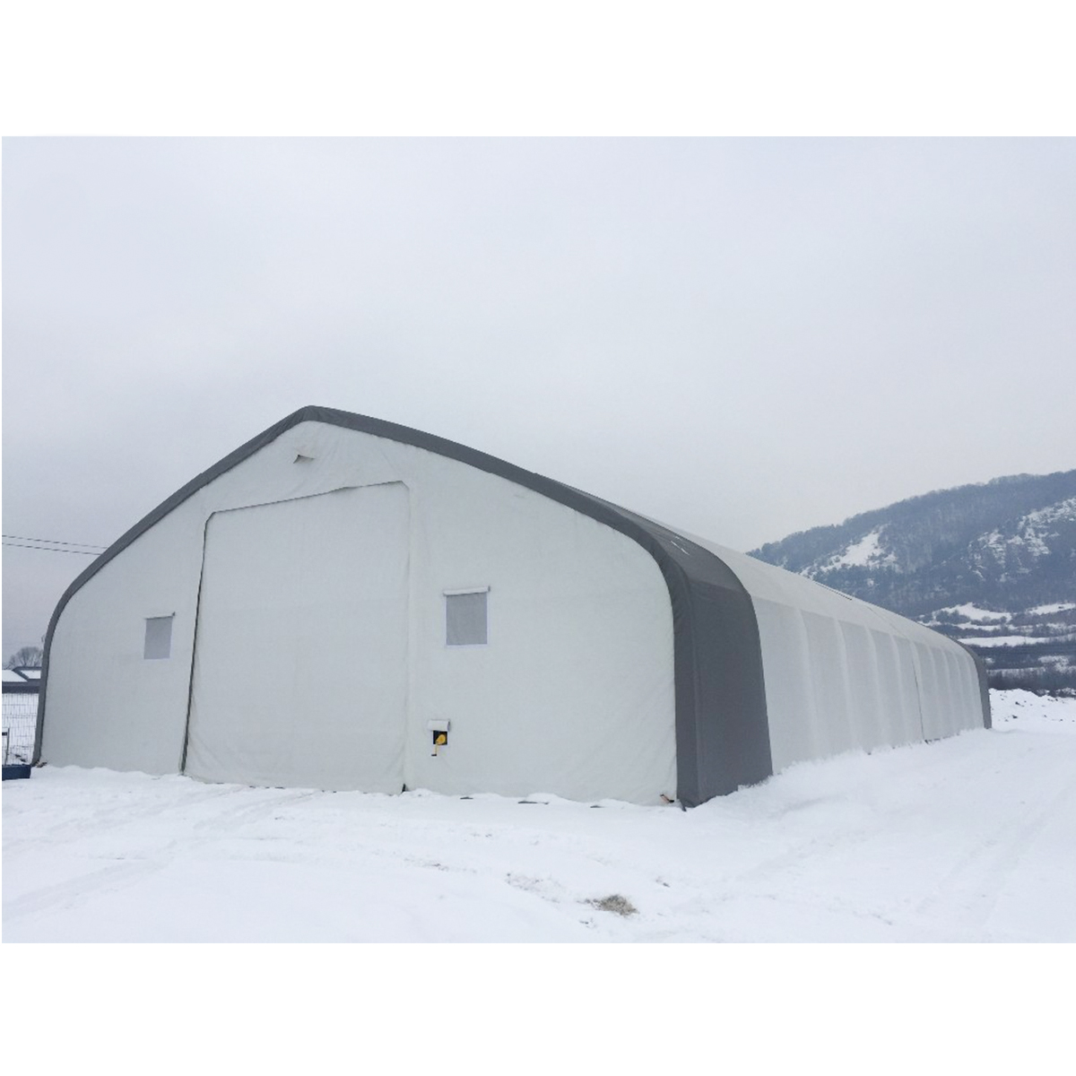 Hala depozitare industriala din PVC,  latime 9.15m, lungime 26m, inaltime 4.5m cu structura de rezistenta metalica