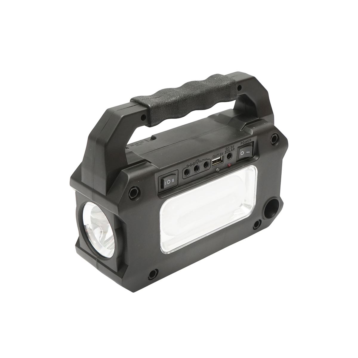 Kit iluminat portabil LED cu 3 becuri/proiector, panou solar radio FM si baterie 4500 mAhH pentru pescuit camping GD-8081FM – imagine 4