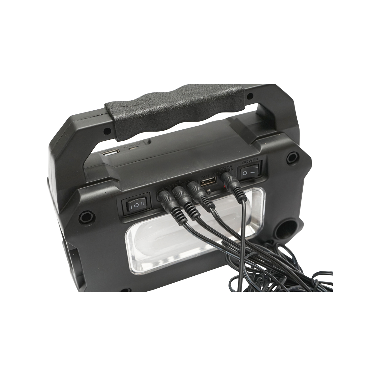 Kit iluminat portabil LED cu 3 becuri/proiector, panou solar radio FM si baterie 4500 mAhH pentru pescuit camping GD-8081FM – imagine 5