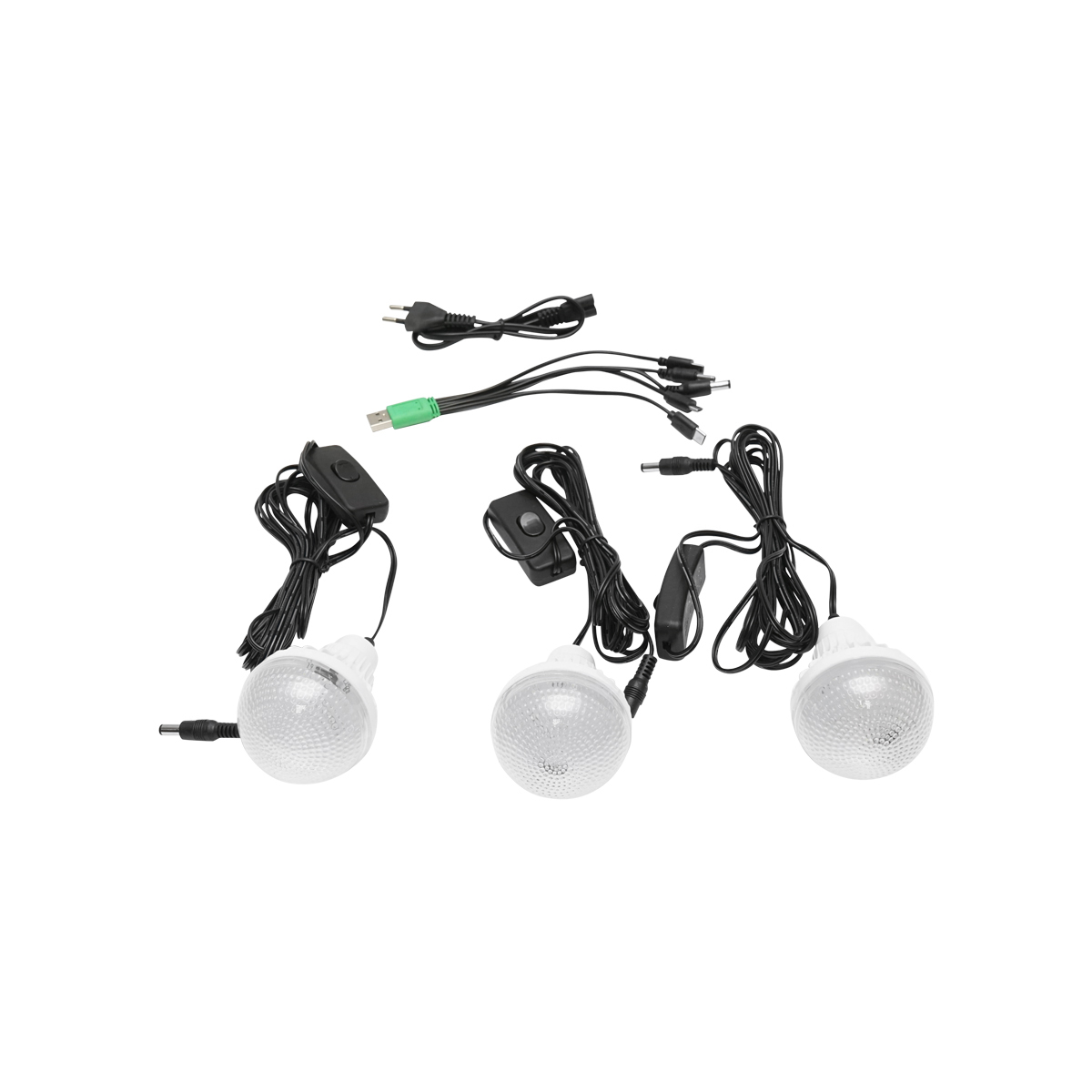 Kit iluminat portabil LED cu 3 becuri/proiector, panou solar si baterie 6V, 4.5Ah pentru pescuit camping GD-8017 – imagine 2