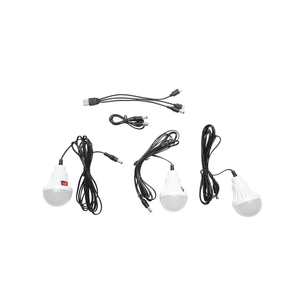 Kit iluminat portabil LED cu 3 becuri/proiector, panou solar si baterie 3.7V, 4500Ah pentru pescuit camping GD-8080 – imagine 5