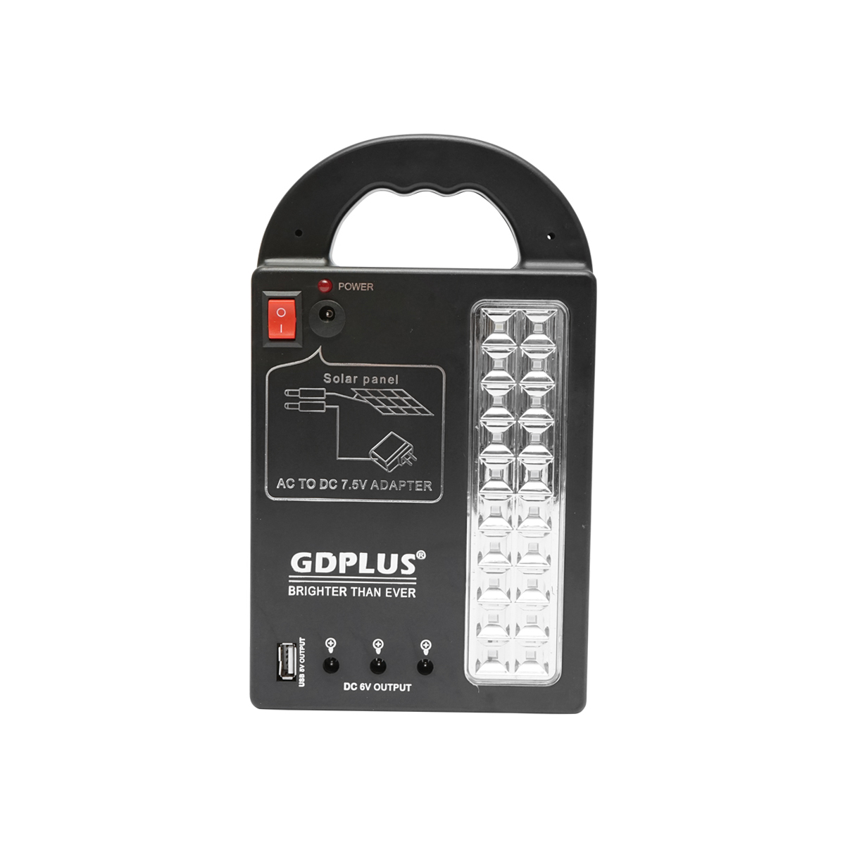 Kit iluminat portabil LED cu 3 becuri/proiector, panou solar si baterie 6V, 3Ah pentru pescuit camping GD-17 – imagine 3