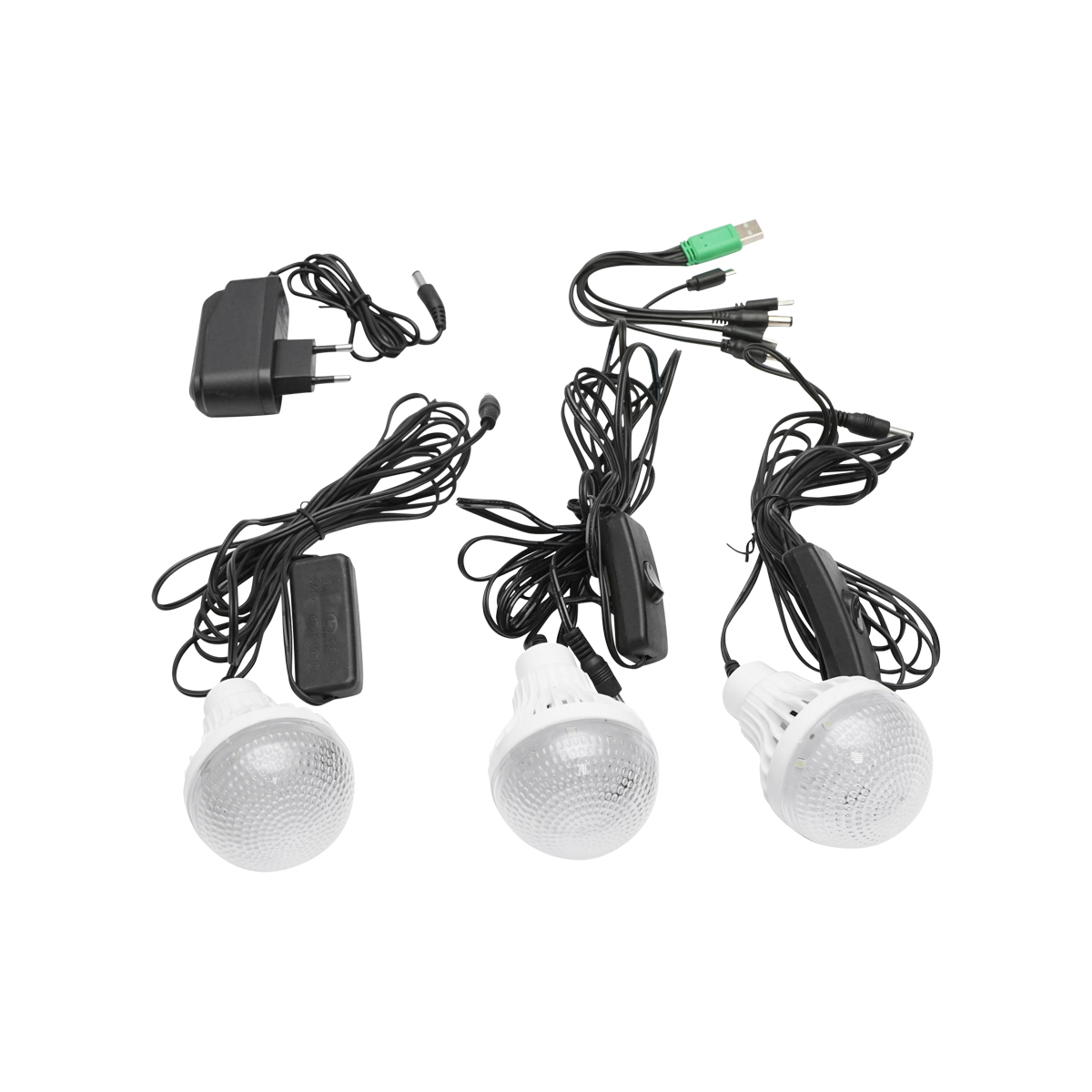 Kit iluminat portabil LED cu 3 becuri/proiector, radio FM panou solar si baterie 6V, 4.5Ah pentru pescuit camping GD-8071 – imagine 6