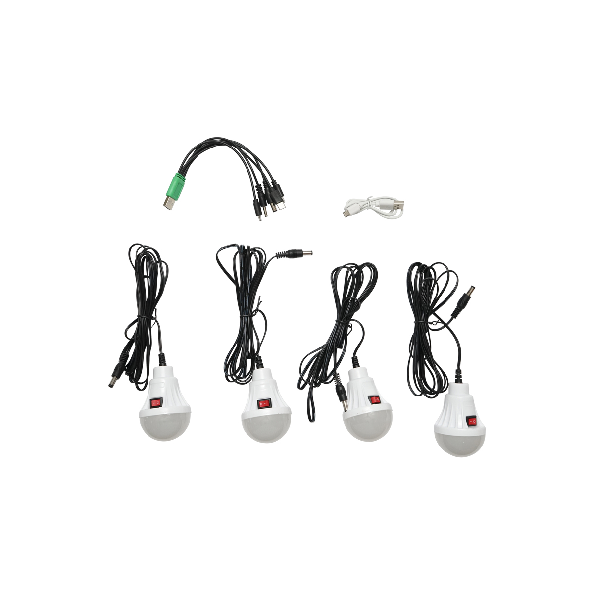Kit iluminat portabil LED cu 4 becuri/proiector, radio FM panou solar si baterie 3.7V, 10000 mAH pentru pescuit camping GD-8072 – imagine 5