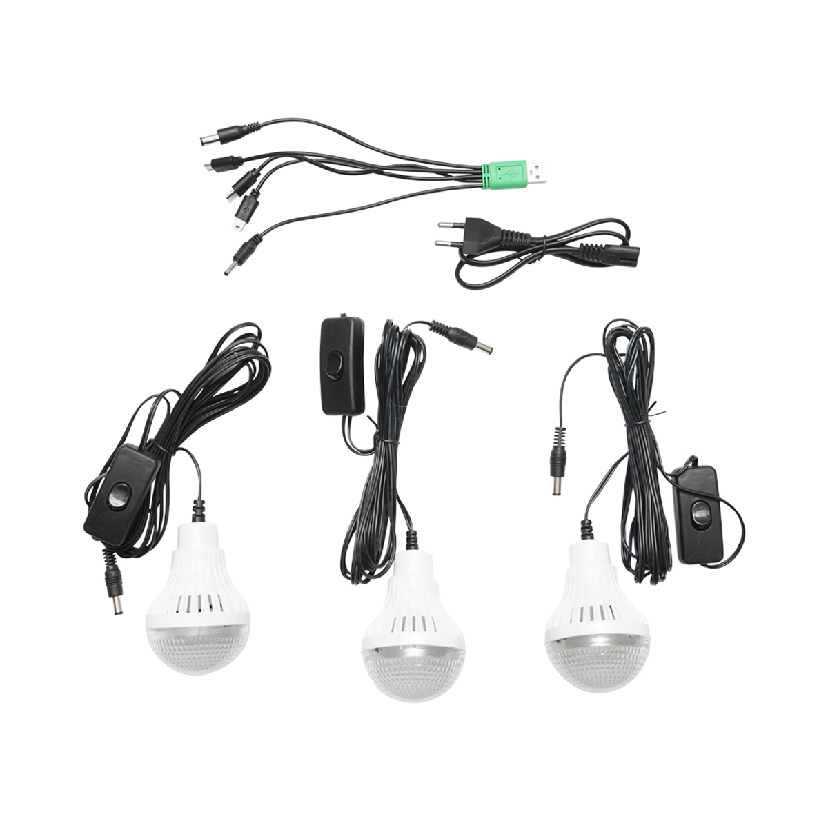 Kit iluminat portabil LED cu 3 becuri/proiector, panou solar si baterie 6V, 4.5 Ah pentru pescuit camping GD-7COB – imagine 5