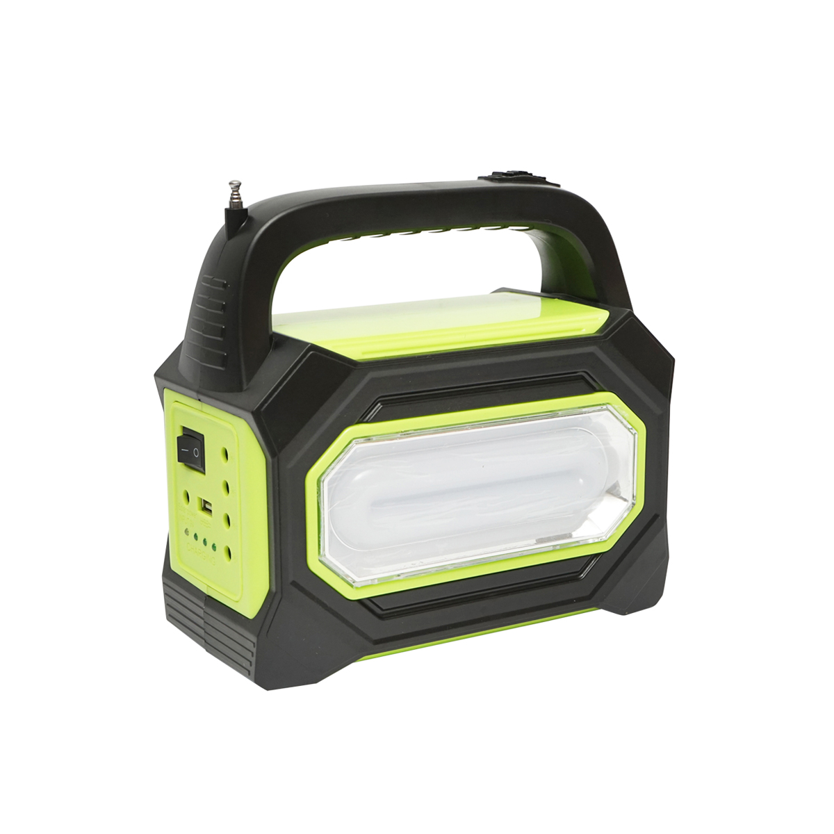 Kit iluminat portabil LED cu 3 becuri/proiector, radio FM, MP3, panou solar si baterie 6V, 4.5 Ah pentru pescuit camping GD-8073 – imagine 4
