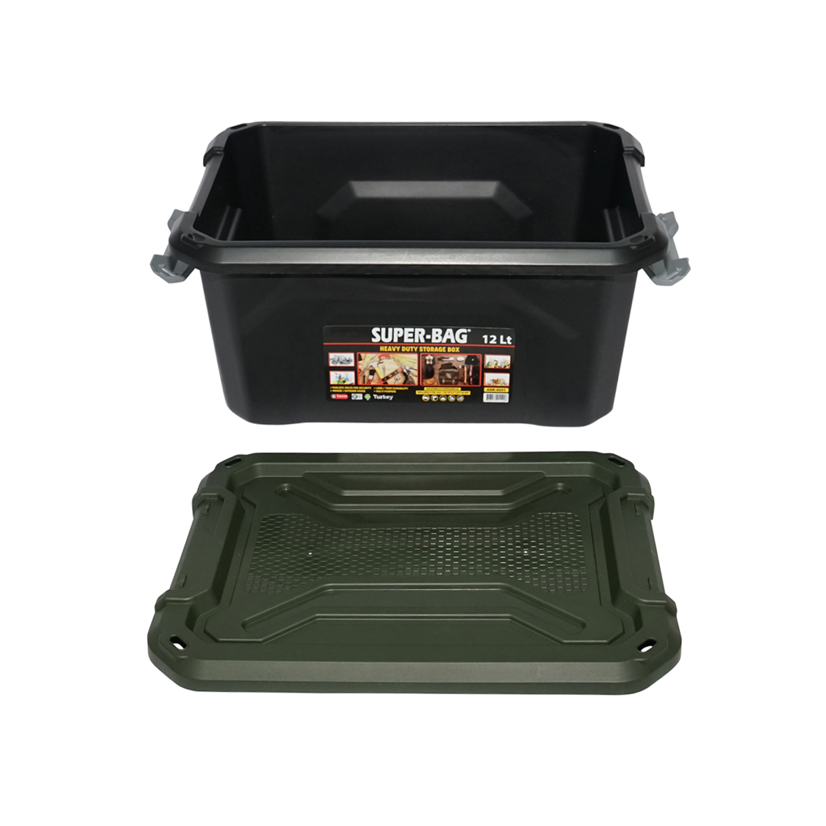 Cutie, lada depozitare heavy duty 12L cu capac, verde 385x295x175mm Breckner Germany – imagine 4