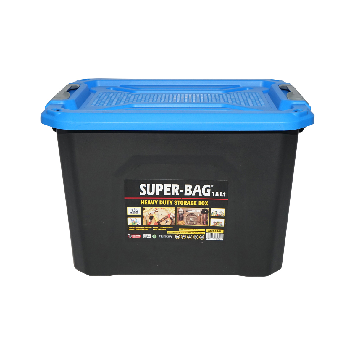 Cutie, lada depozitare heavy duty 18L cu capac, albastra 385x295x260mm Breckner Germany