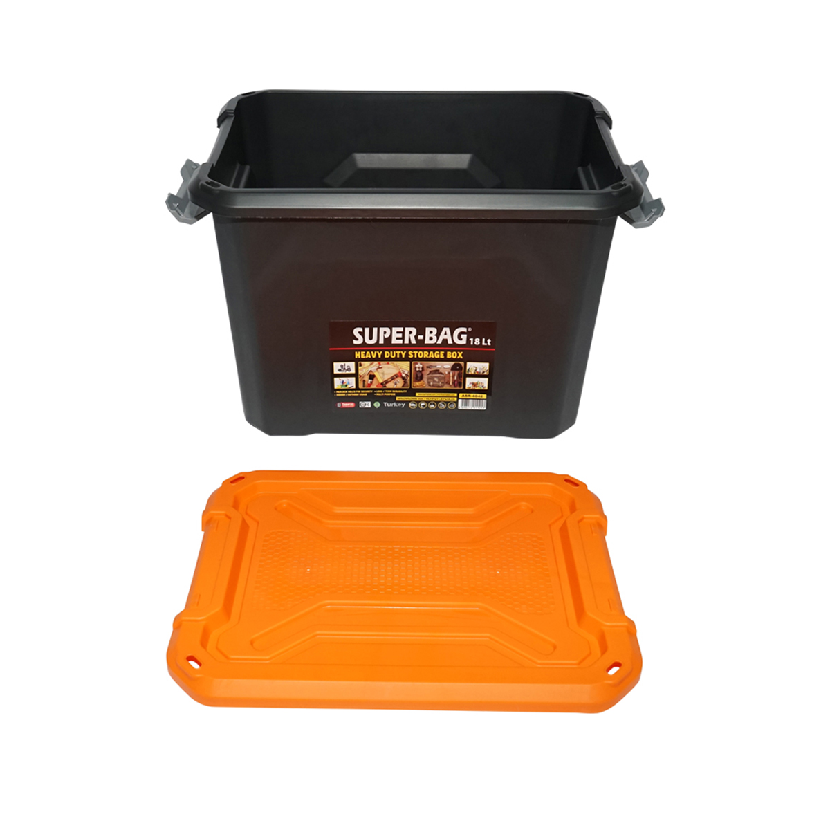 Cutie, lada depozitare heavy duty 18L cu capac, portocalie 385x295x260mm Breckner Germany – imagine 4
