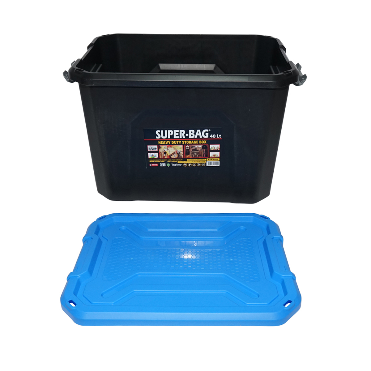 Cutie, lada depozitare heavy duty 40L cu capac, albastra 490x380x200mm Breckner Germany – imagine 4