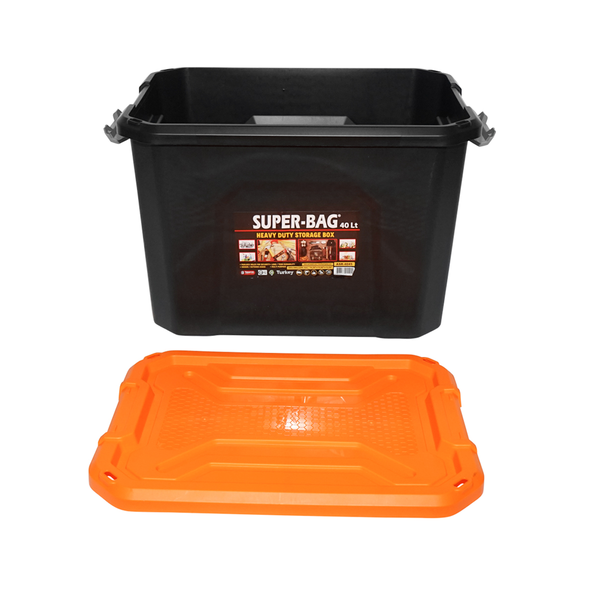 Cutie, lada depozitare heavy duty 40L cu capac, portocalie 490x380x200mm Breckner Germany – imagine 4
