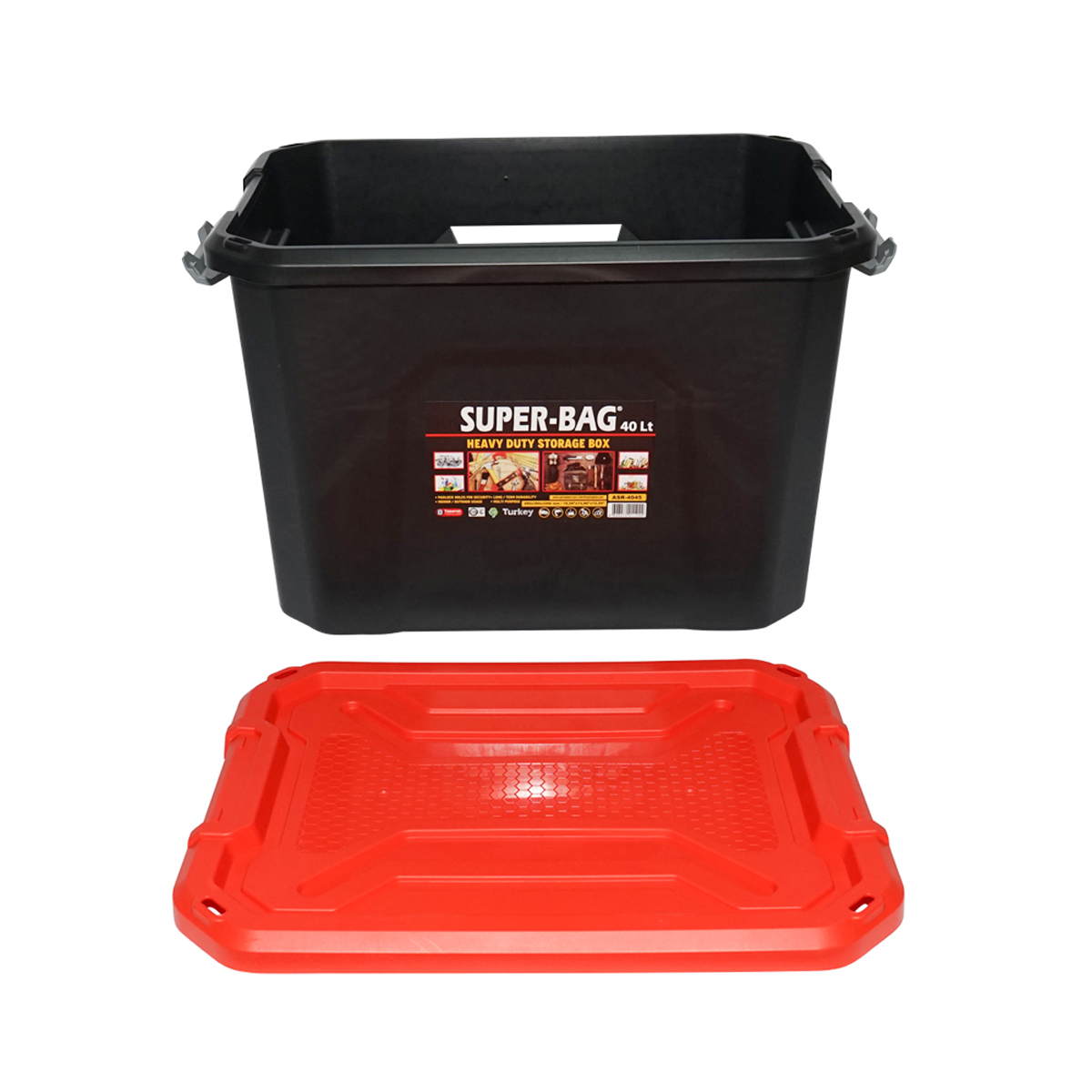 Cutie, lada depozitare heavy duty 40L cu capac, rosie 490x380x200mm Breckner Germany – imagine 4