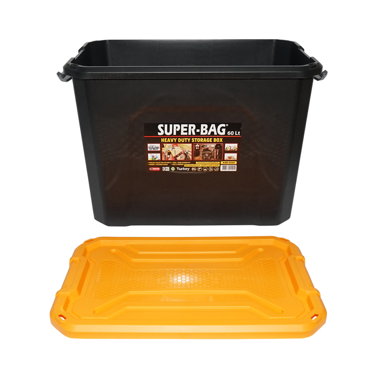 Cutie, lada depozitare heavy duty 60L cu capac, galbena 580x380x405mm Breckner Germany – imagine 4