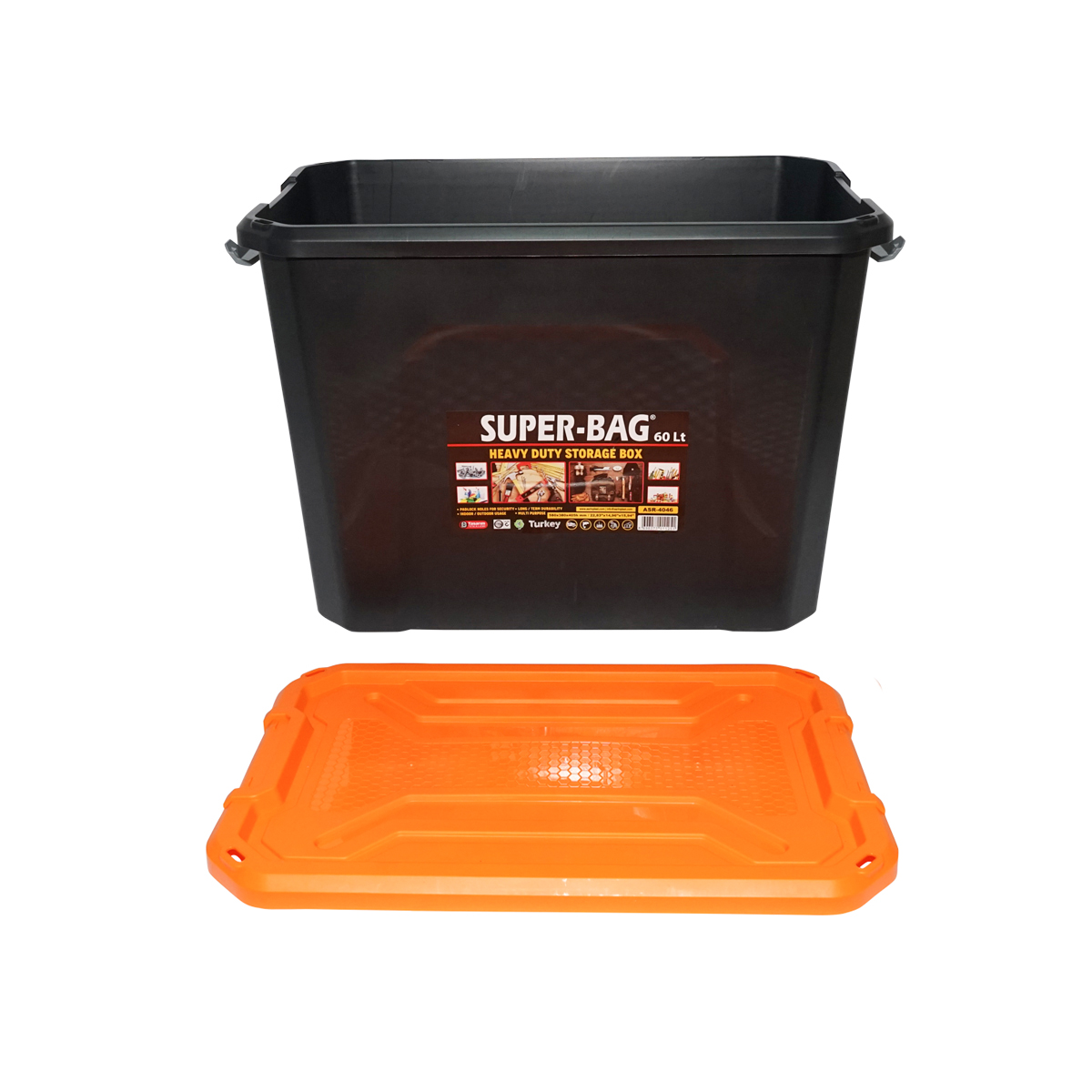 Cutie, lada depozitare heavy duty 60L cu capac, portocalie 580x380x405mm Breckner Germany – imagine 4