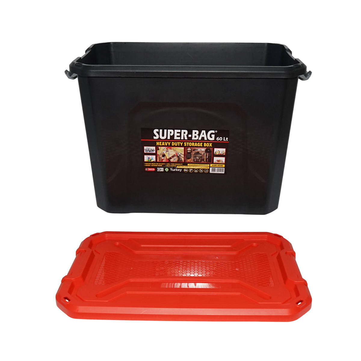 Cutie, lada depozitare heavy duty 60L cu capac, rosu 580x380x405mm Breckner Germany – imagine 4