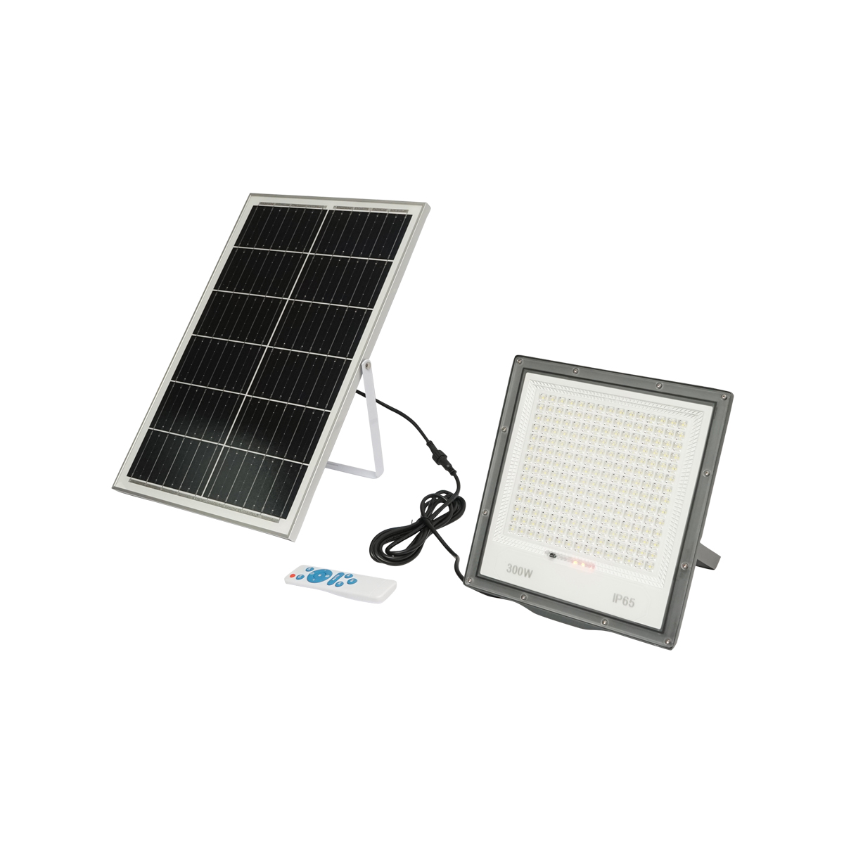 Proiector LED 300W, 6400K cu panou solar 30W, baterie Li-ion 30Ah si telecomanda Breckner Germany