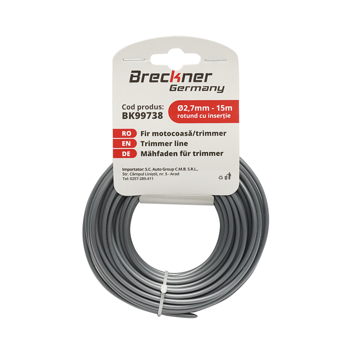 Fir rotund cu insertie metalica pentru motocoasa 2.7mmx15m Breckner Germany – imagine 2