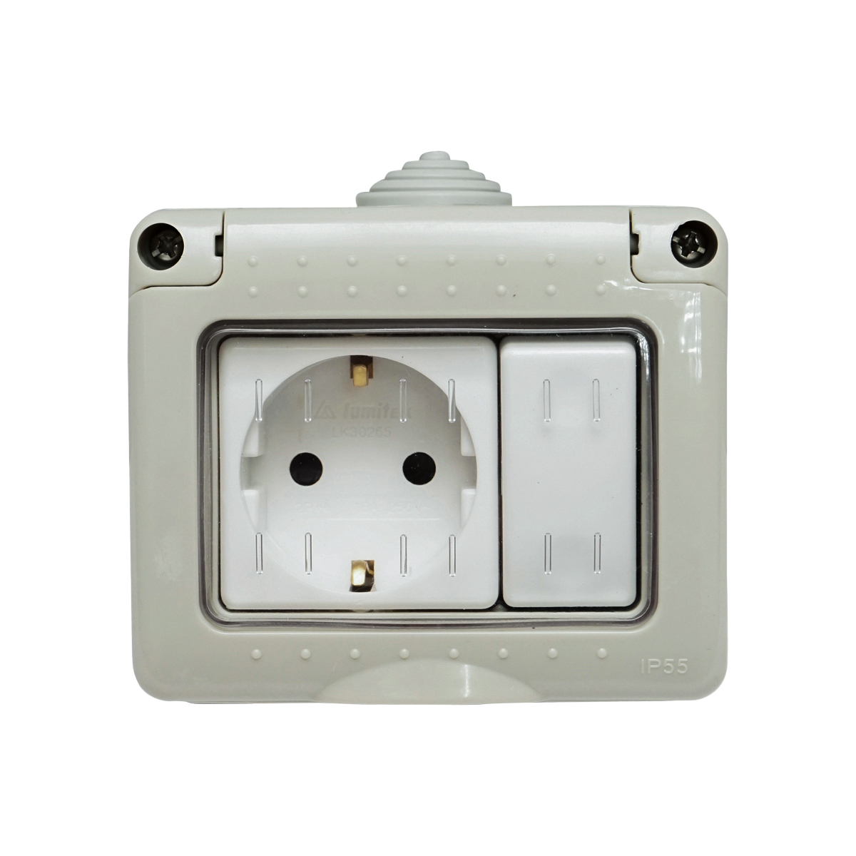 Priza schuko simpla aplicata 16A, 250V si intrerupator 10 AX, 250V IP 55 Breckner Germany