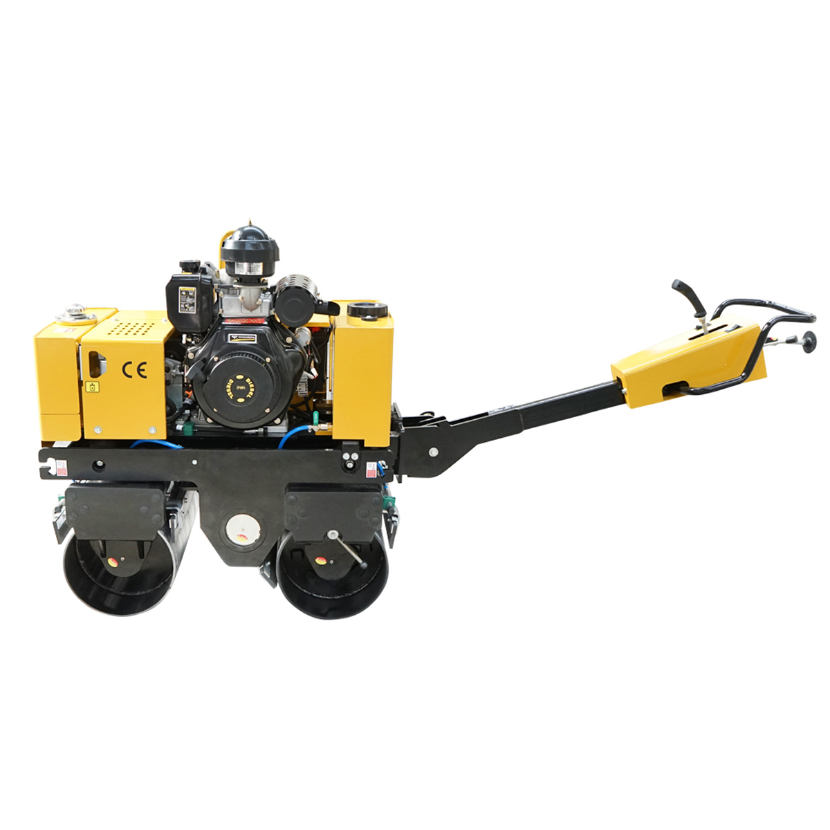 Cilindru compactor 800kg, cu tambur 2x635mm, motor 9CP diesel CF178, pornire electrica sau manuala – imagine 2
