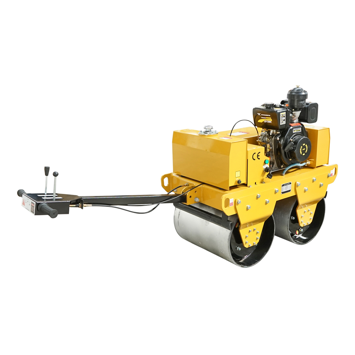 Cilindru compactor 550kg cu tamburi 2x600mm si motor diesel 6CP, CF178, pornire elctrica sau manuala – imagine 2