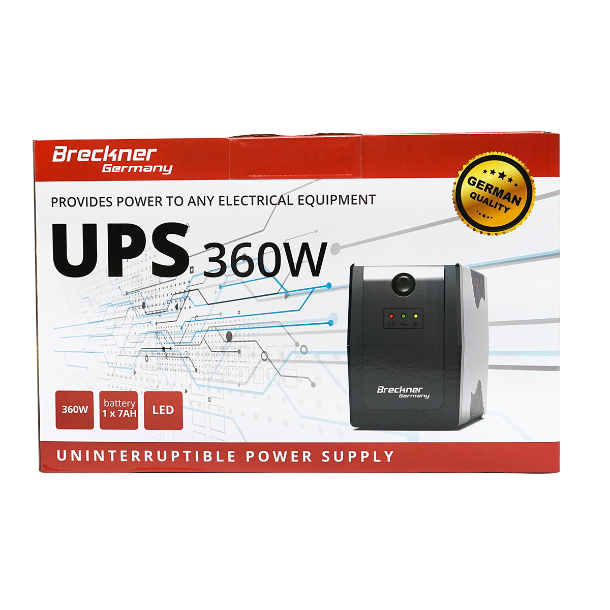 UPS 600VA/360W cu baterie 7Ah si 2 prize schuko AVR Breckner Germany – imagine 2