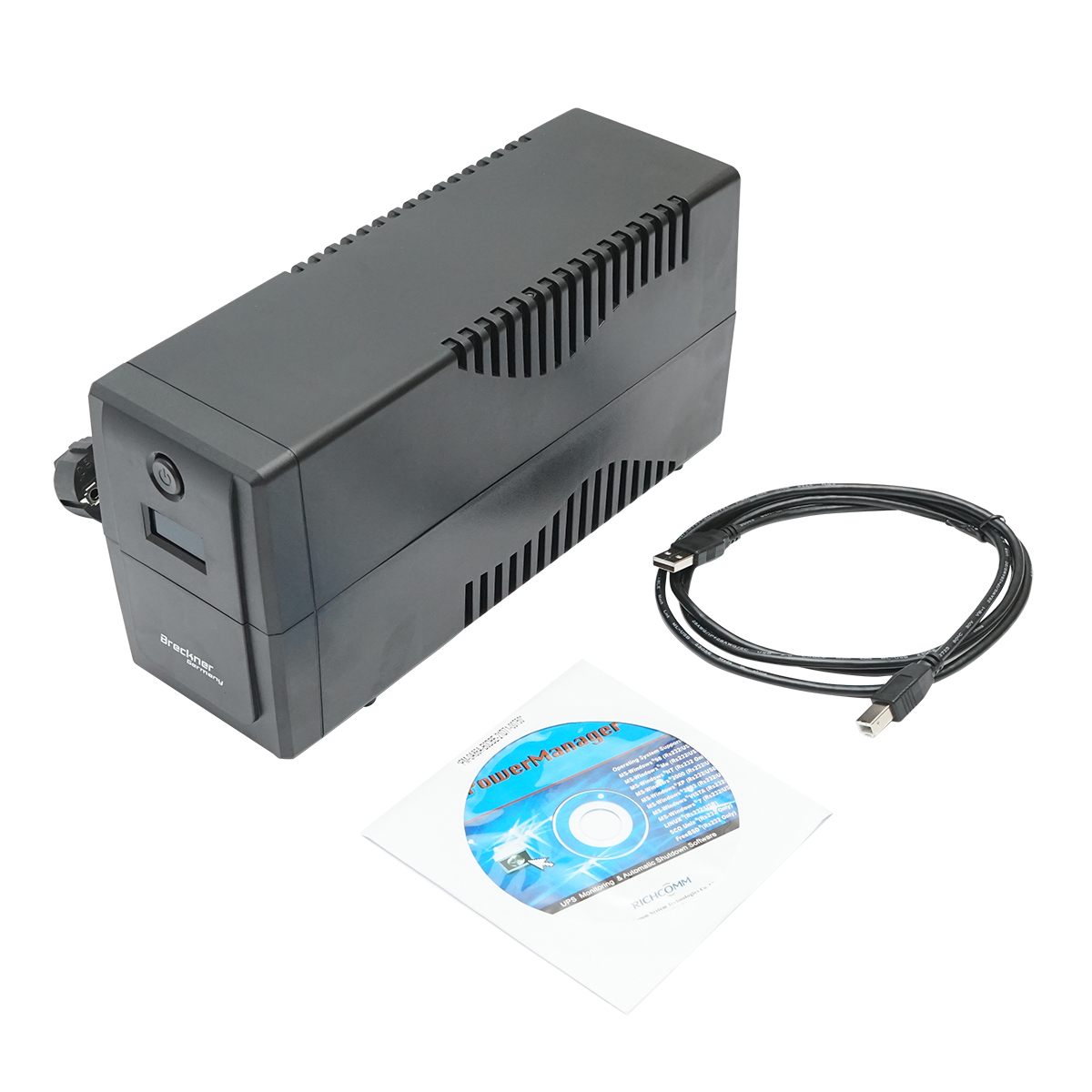 UPS 600VA/360W cu baterie 7Ah si 2 prize schuko, LCD, USB, AVR Breckner Germany – imagine 3
