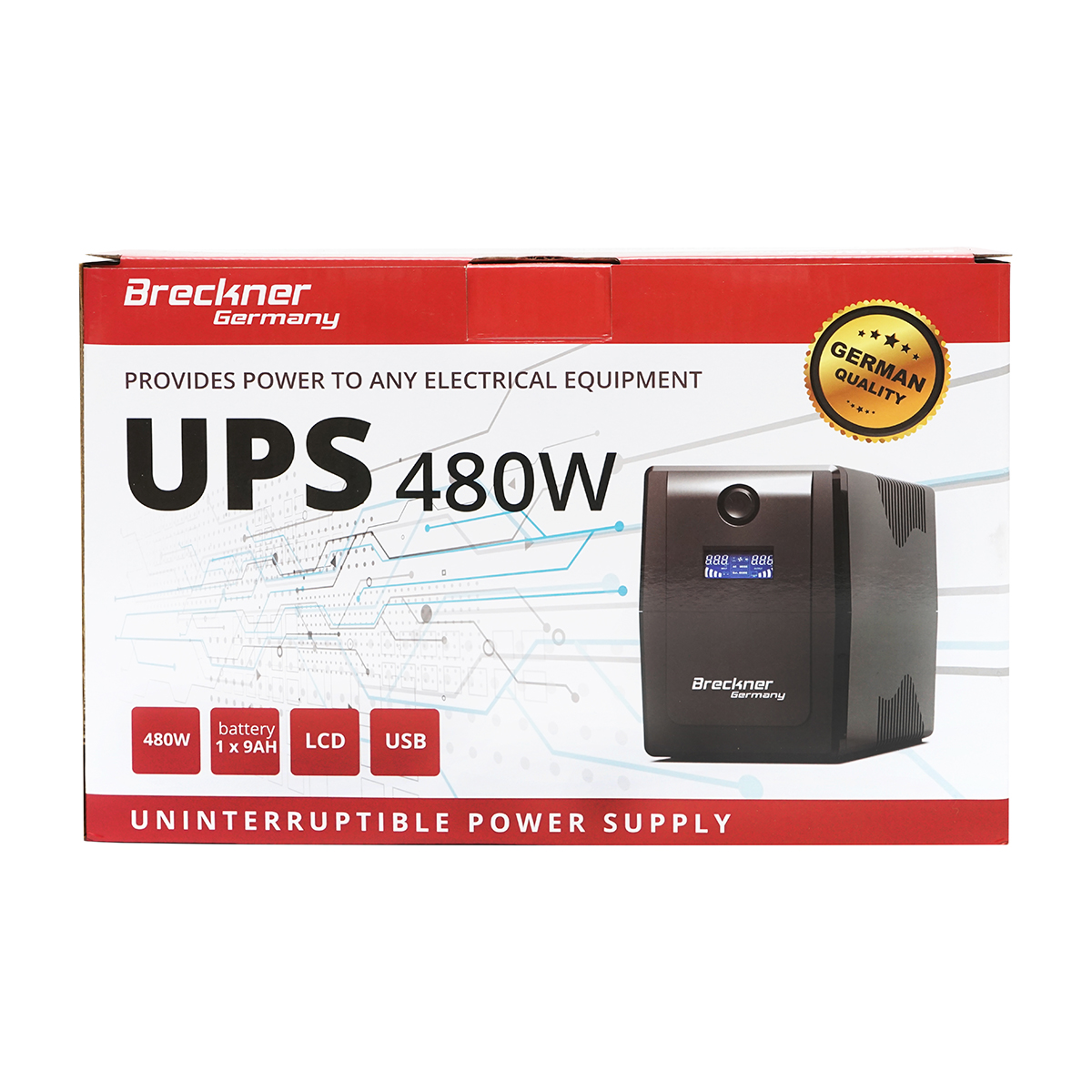 UPS 800VA/480W cu baterie 9Ah si 2 prize schuko, LCD, USB, AVR Breckner Germany – imagine 2