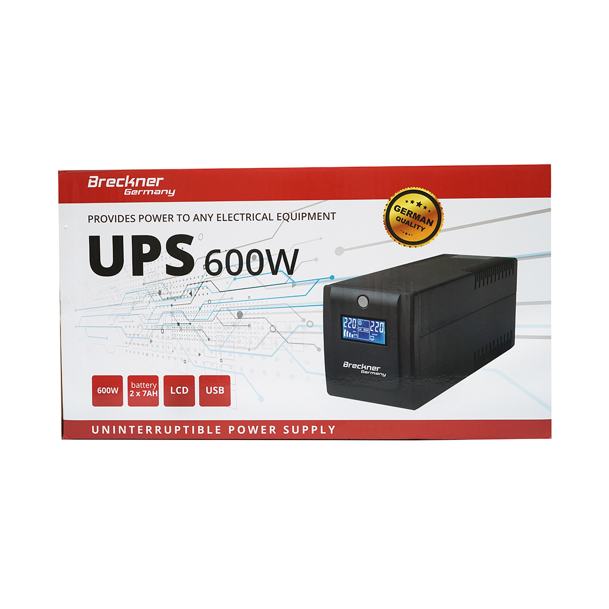 UPS 1000VA/600W cu baterii 2x7Ah si 4 prize schuko, LCD, USB, AVR Breckner Germany – imagine 3