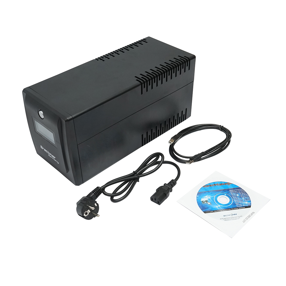 UPS 1000VA/600W cu baterii 2x7.5Ah si 4 prize schuko, LCD, USB Breckner Germany – imagine 4