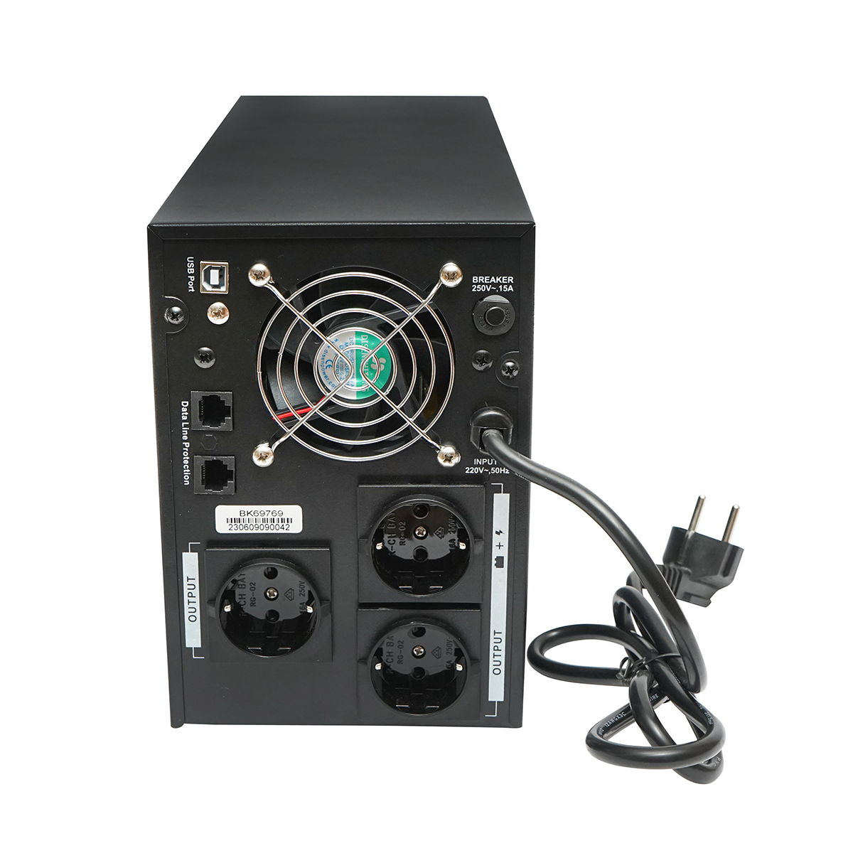 UPS 3000VA/1800W cu baterii 4x9Ah si 3 prize shuko, LCD, USB, AVR Breckner Germany – imagine 2