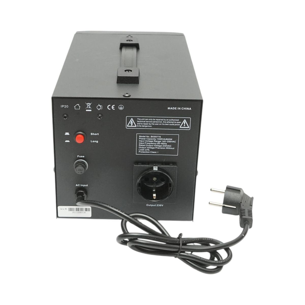 Stabilizator automat de tensiune 1000VA, 600W, 140-250VAC cu releu monofazat, 1 priza Schuko 230V, afisaj LCD Breckner Germany – imagine 4