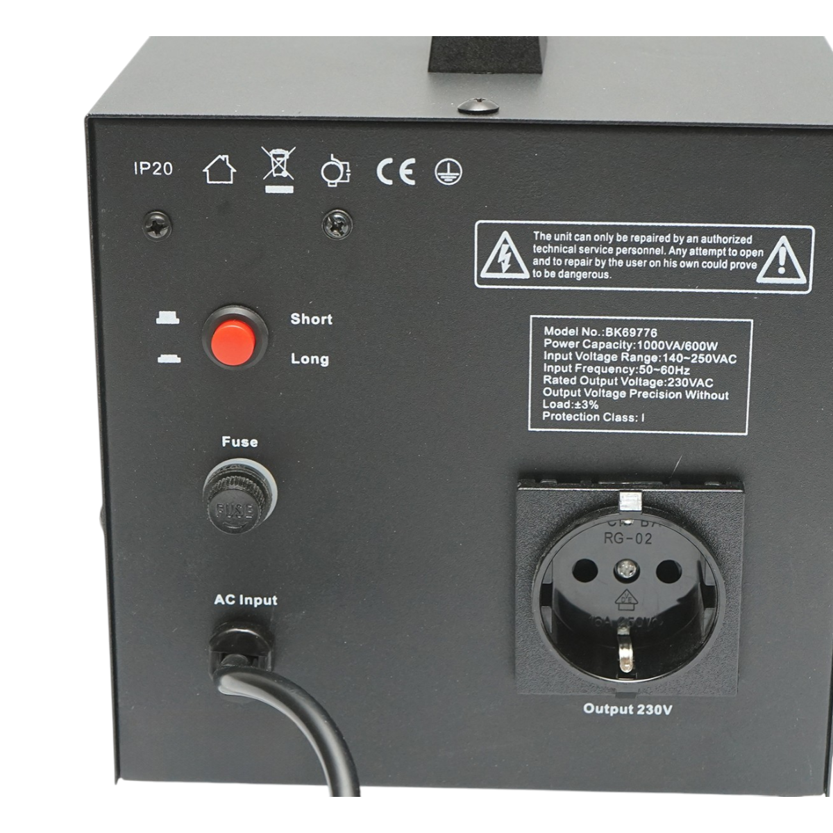Stabilizator automat de tensiune 1000VA, 600W, 140-250VAC cu releu monofazat, 1 priza Schuko 230V, afisaj LCD Breckner Germany – imagine 7