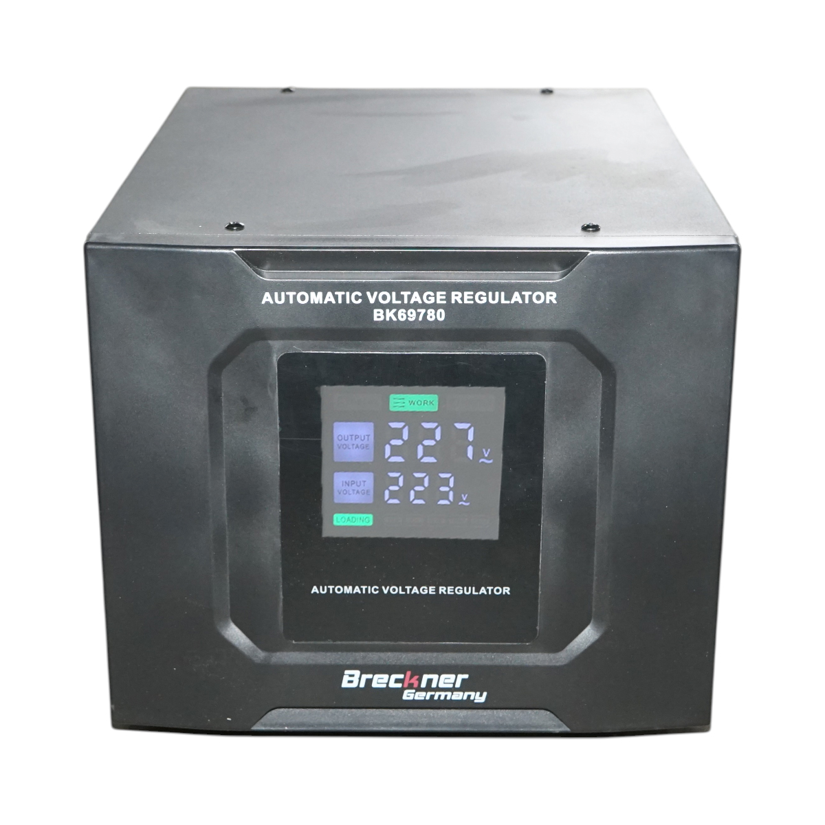 Stabilizator automat de tensiune AVR 10KVA, 8000W, 140-250VAC cu releu monofazat, bypass, conexiune borne, afisaj LCD Breckner Germany