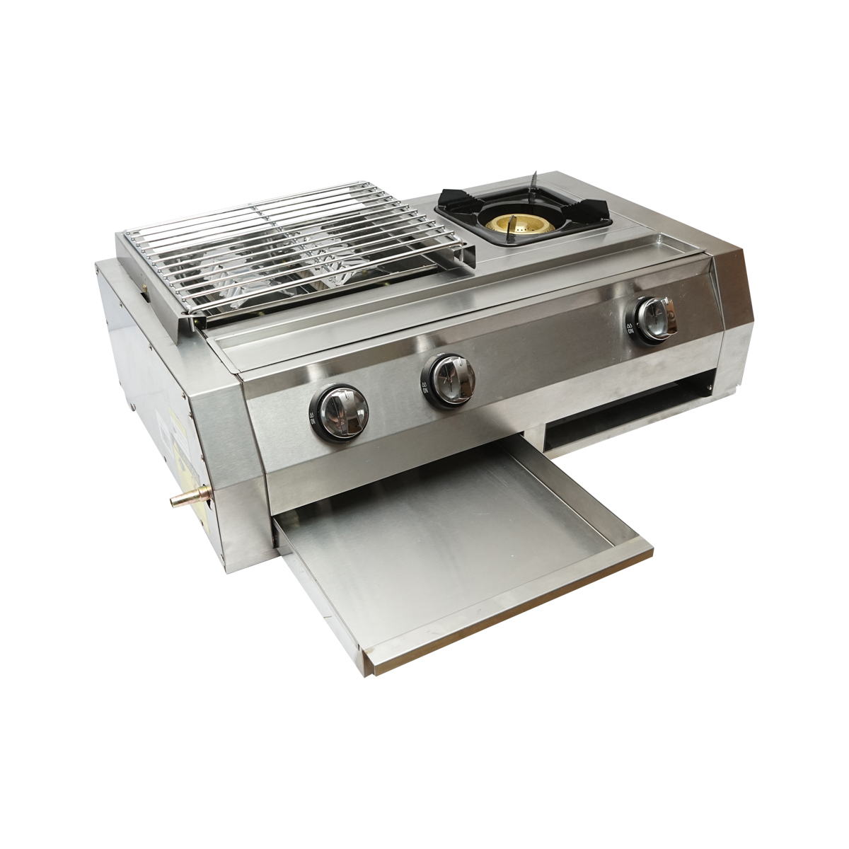Gratar camping cu grill 2 arzatoare si 1 zona de gatit 676x400x185mm – imagine 4