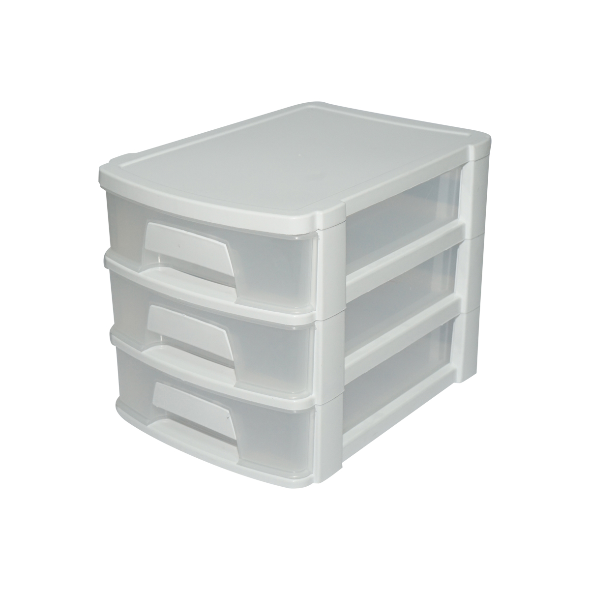 Cutie depozitare plastic cu 3 sertare alba 270x192xH198mm – imagine 2