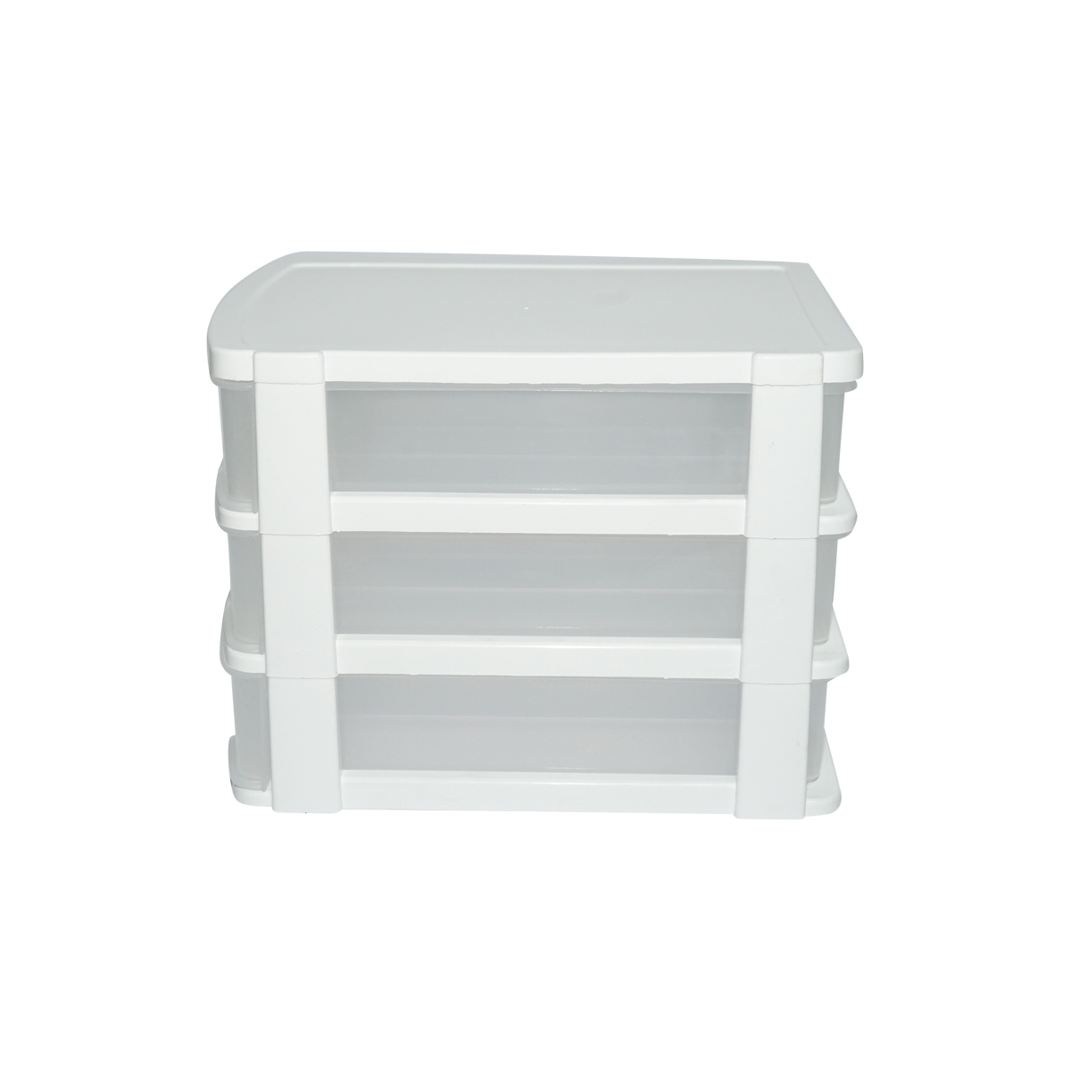 Cutie depozitare plastic cu 3 sertare alba 270x192xH198mm – imagine 3