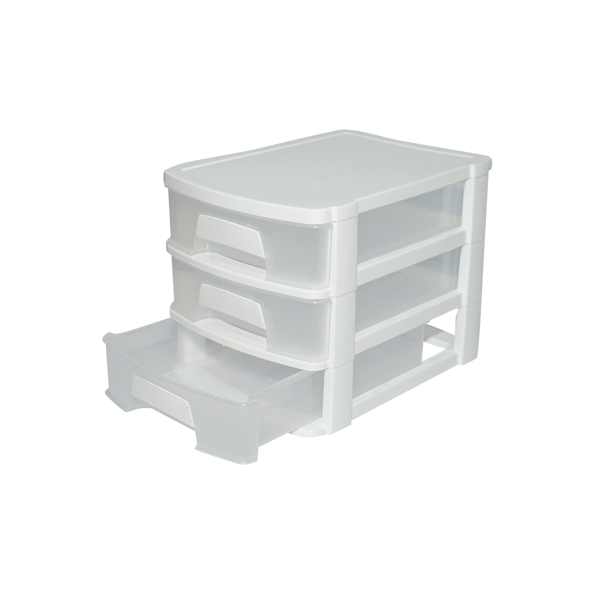 Cutie depozitare plastic cu 3 sertare alba 270x192xH198mm – imagine 4