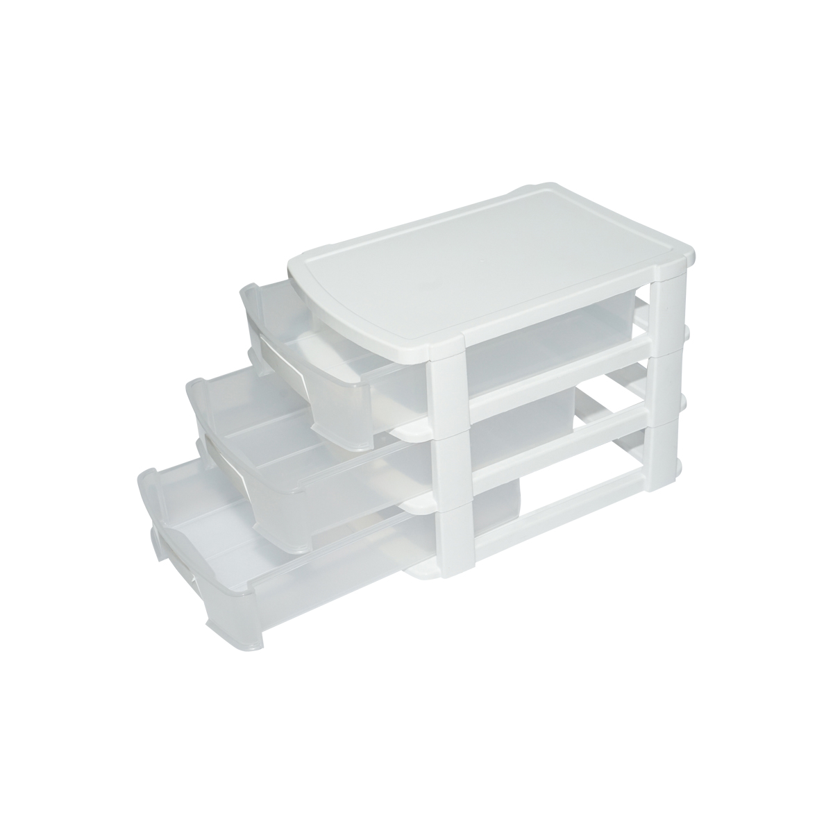 Cutie depozitare plastic cu 3 sertare alba 270x192xH198mm – imagine 5