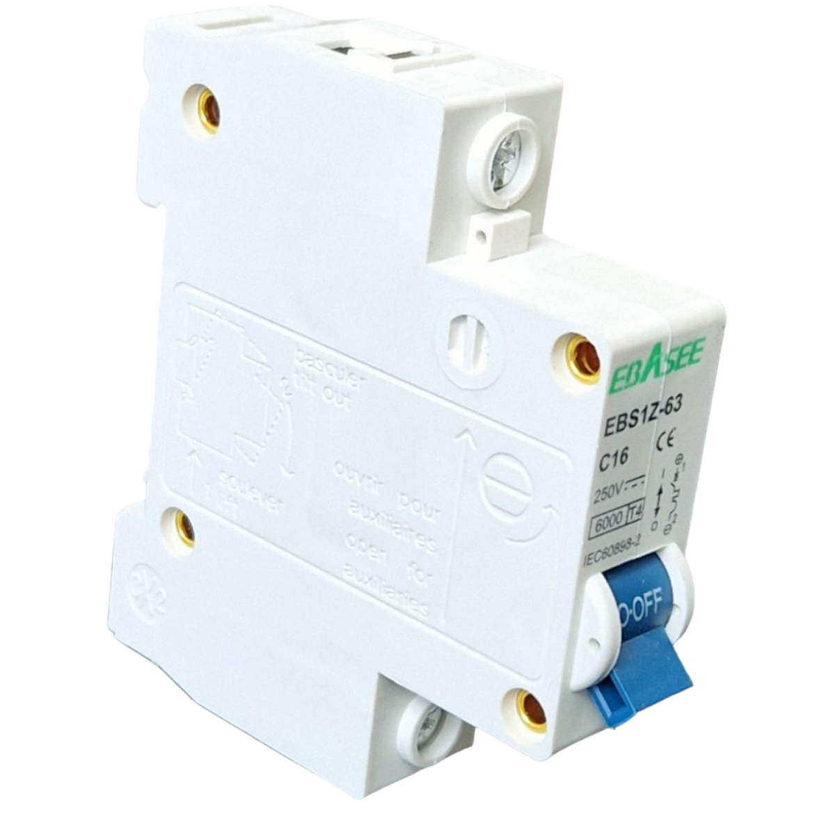Siguranta automata tip intreruptor 1P, 16A 250V, EBS1Z-63, Ebasee – imagine 3