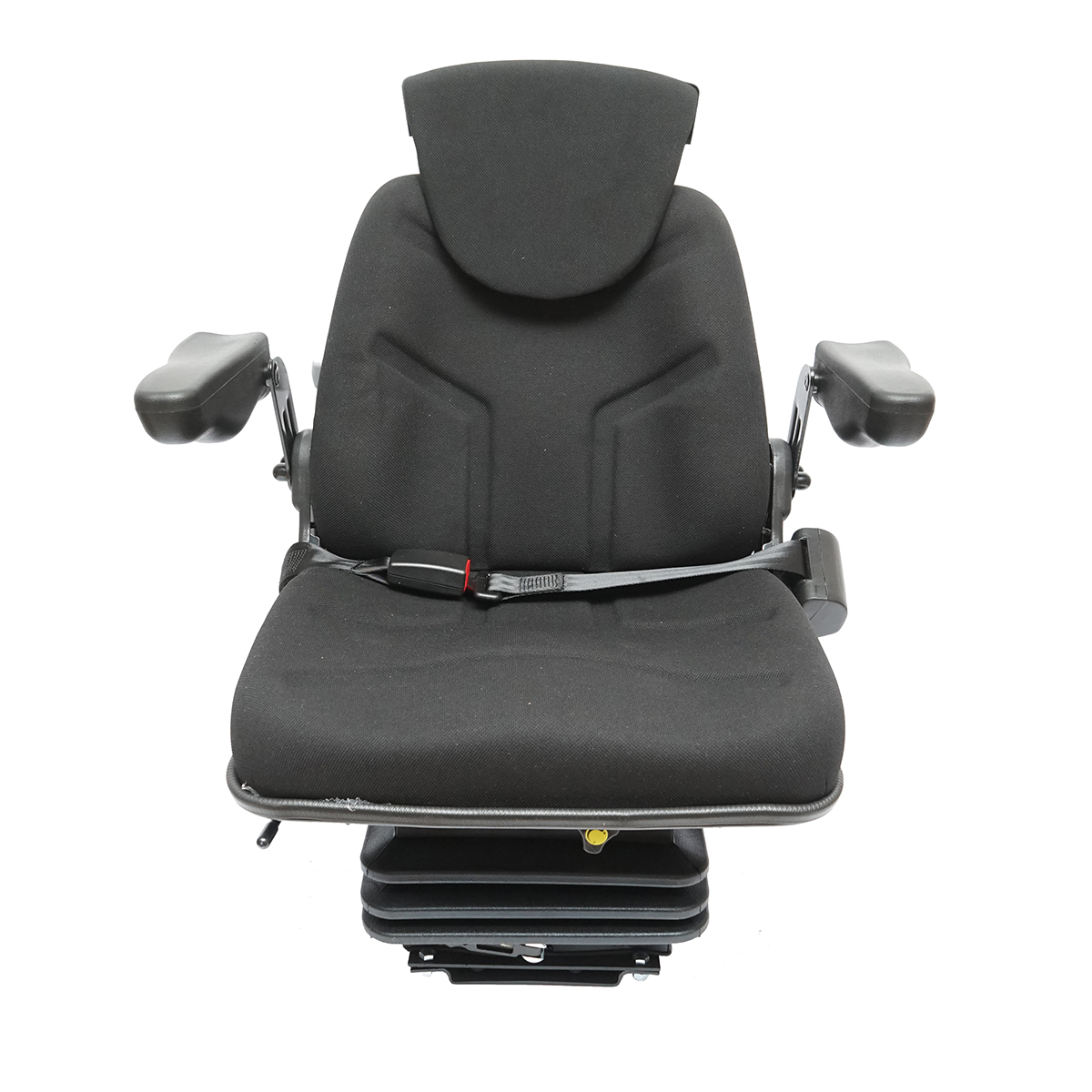 Scaun pentru tractor negru, reglabil cu cotiera, tetiera, centura si suspensie mecanica, latime sezut 455mm