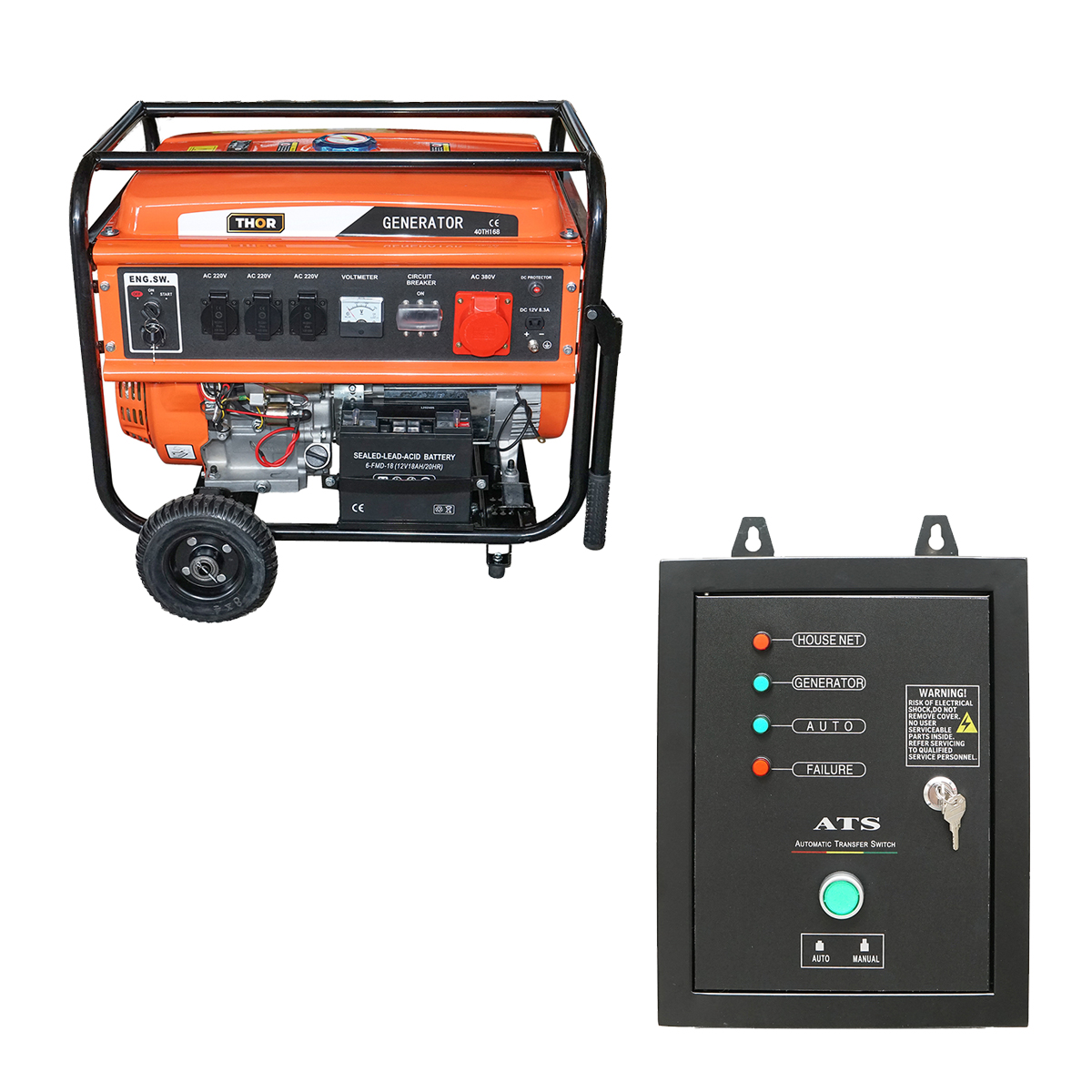 Generator electric pe benzina 220-380V 7.2KW 50Hz cu ATS si pornire electrica/manuala THOR