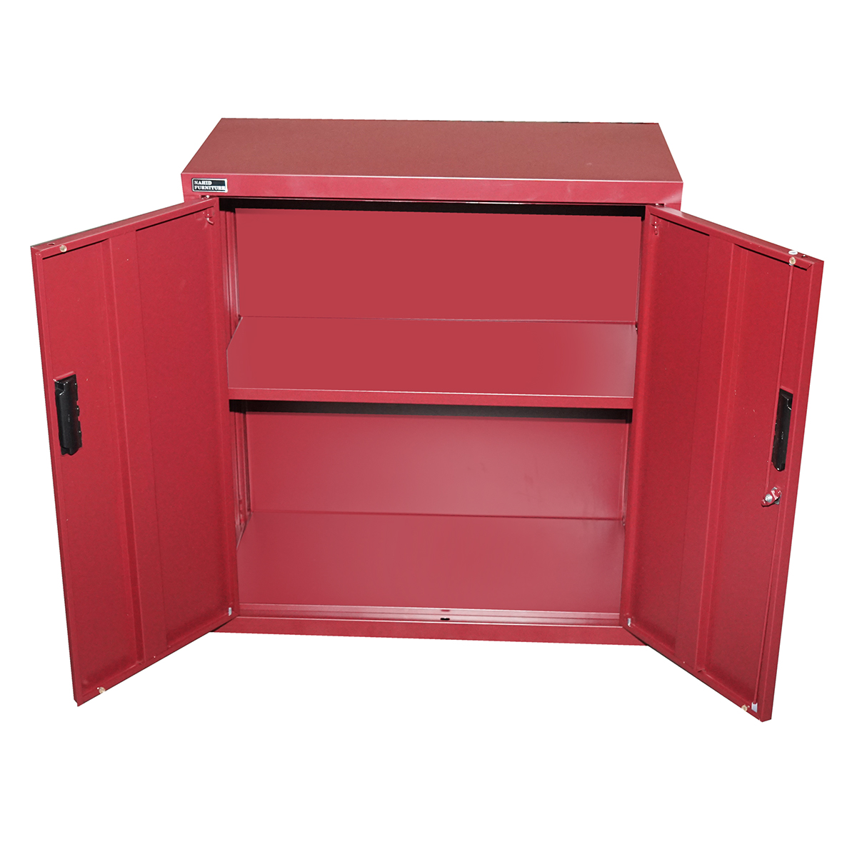 Dulap metalic rosu cu o polita si 2 usi securizate 750x750x350mm – imagine 3