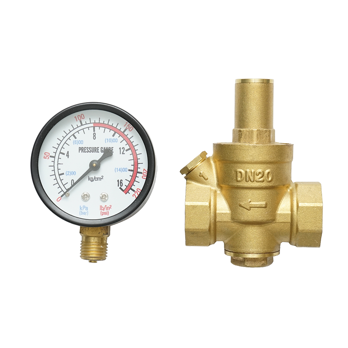 Regulator de reducerea a presiunii apei 3/4-3/4, reglabil cu sita filtrare si manometru DN20 pentru instalatii solare rezidentiale