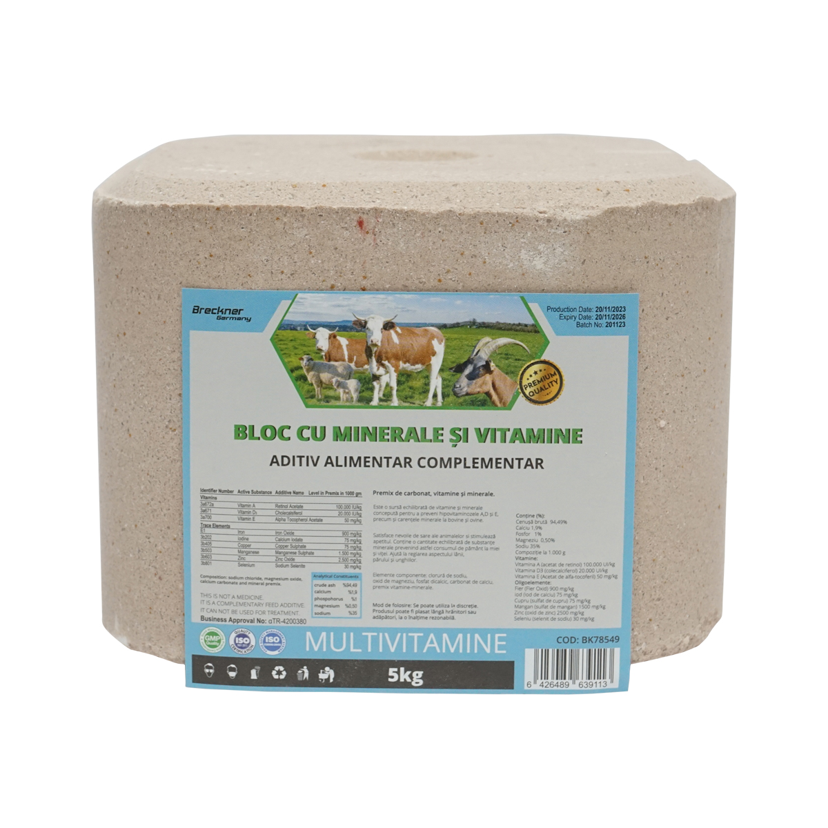 Bloc sare 5kg multivitamine pentru animale Breckner Germany