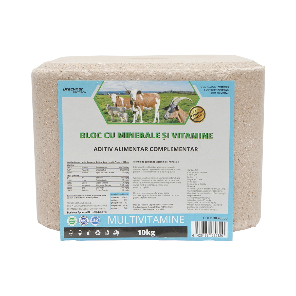 Bloc sare 10kg multivitamine pentru animale Breckner Germany
