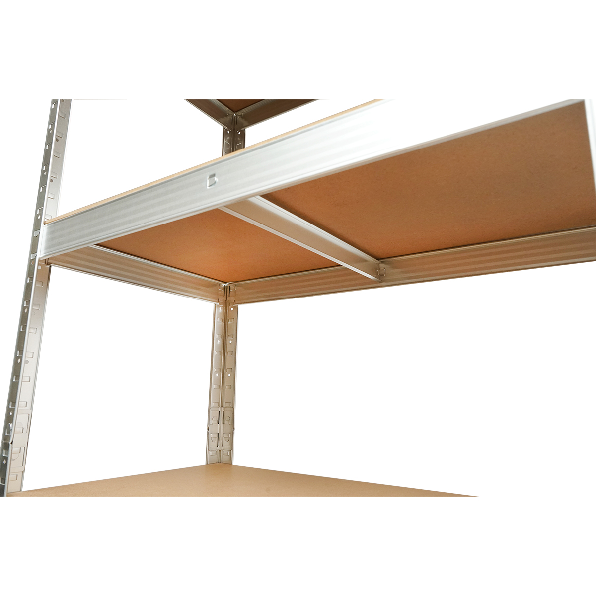 Raft metalic cu 4 polite MDF, 144x60x30cm, 50kg/polita, montaj fara suruburi Breckner Germany – imagine 5