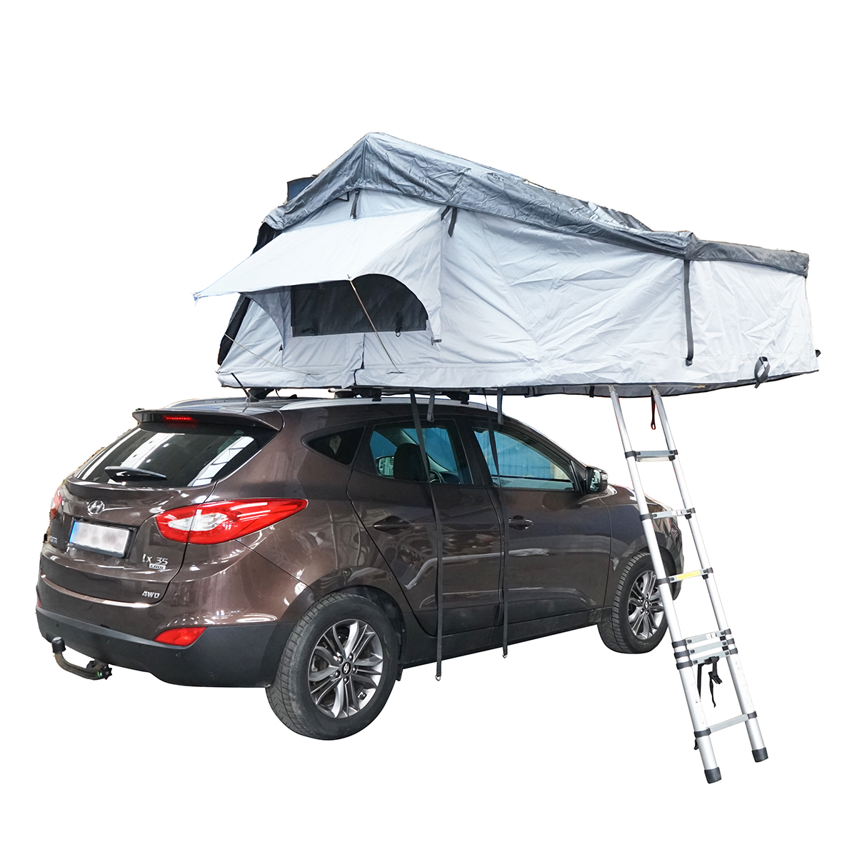 Cort auto impermeabil pentru 2 persoane, prindere pe plafon cu extensie, plaforma si scara