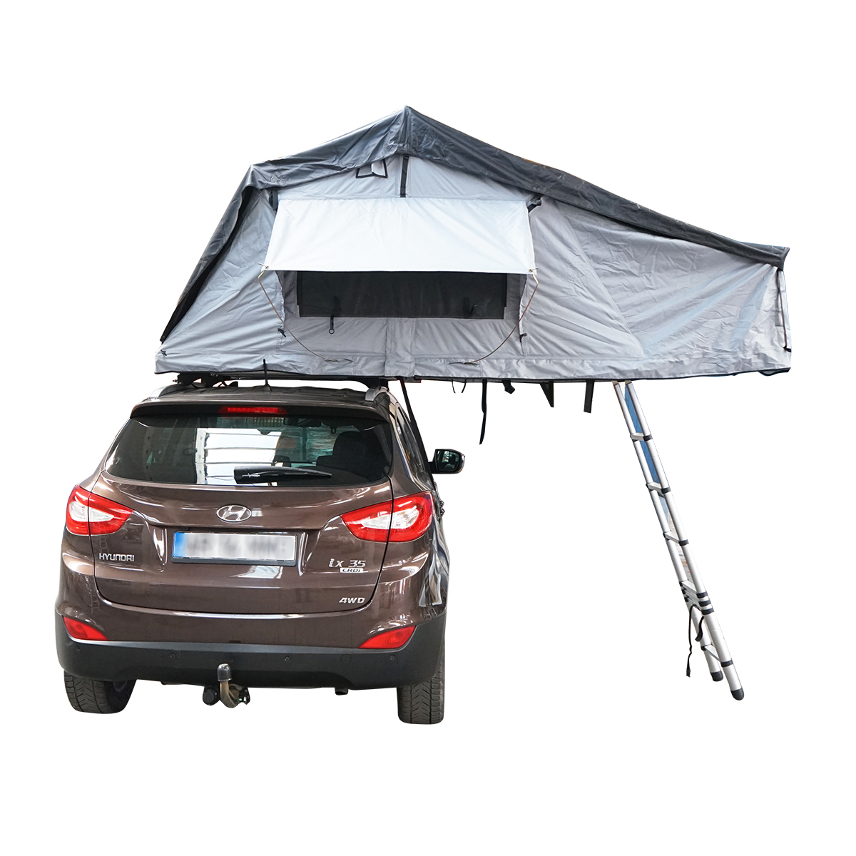 Cort auto impermeabil pentru 3 persoane, prindere pe plafon cu extensie, plaforma si scara – imagine 4