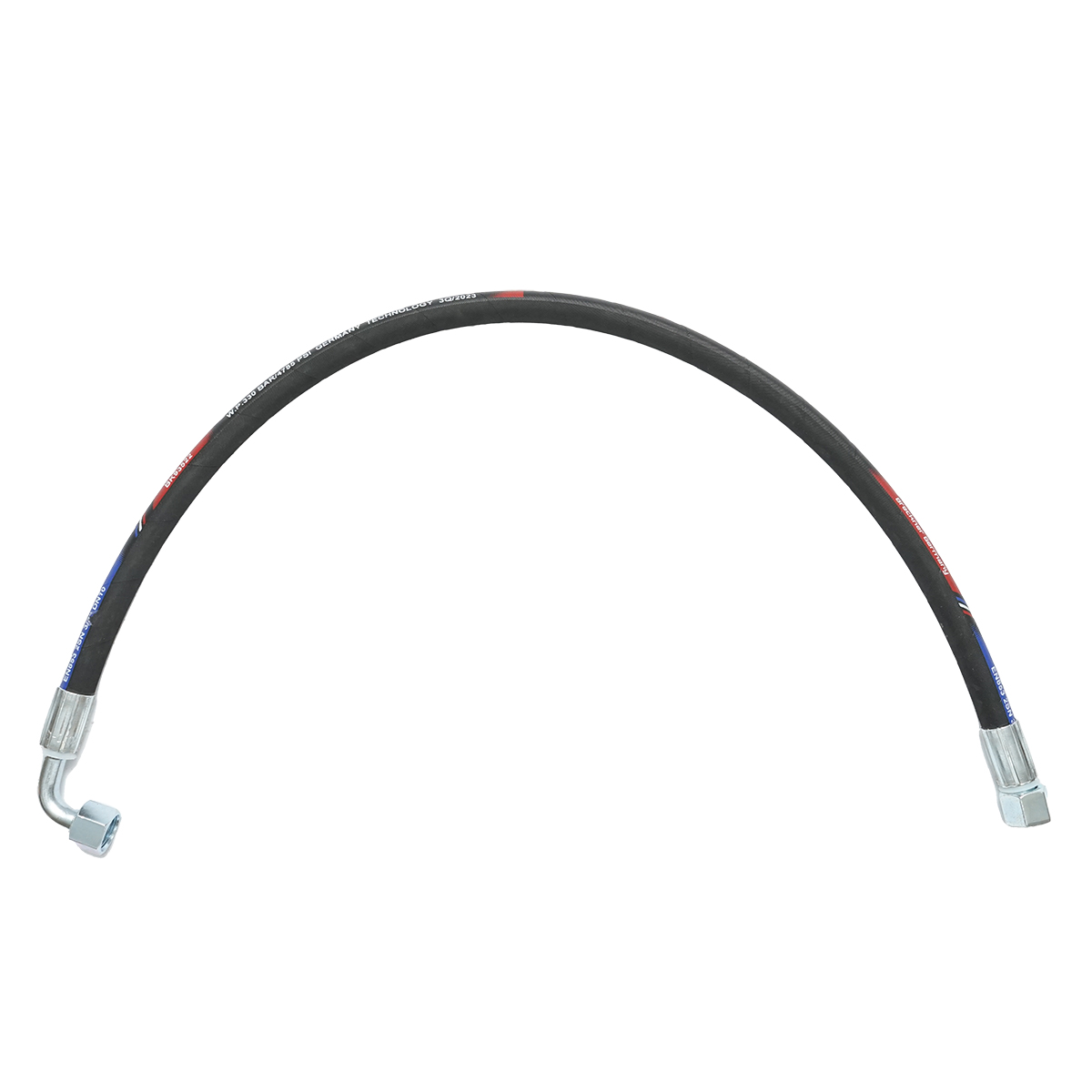 Furtun presiune 600mm hidraulic 2SN DN10 sertizat cu armaturi 90 grade M20x1,5 si armatura dreapta M20x1,5